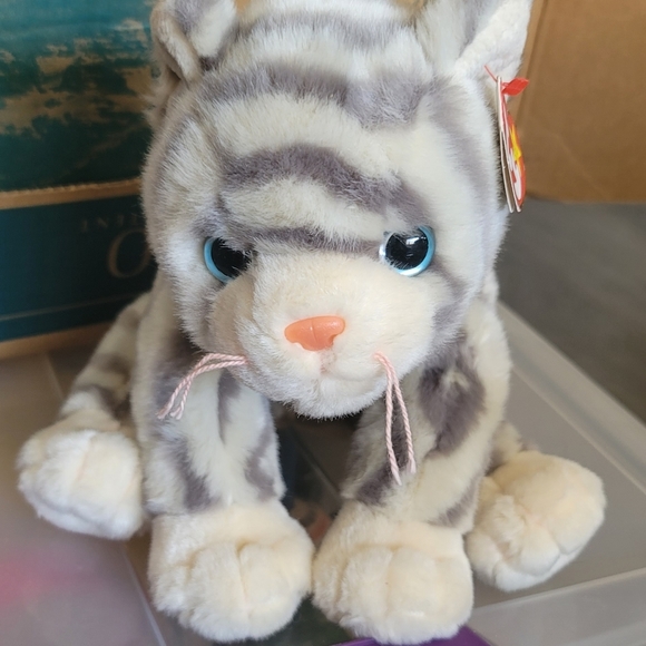 Ty Beanie Buddy Silver The Cat Gray Striped 11" 1999 Retired Mint With Tags